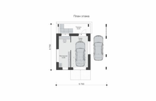 Эскизный проект одноэтажного гаража на две машины с мастерской