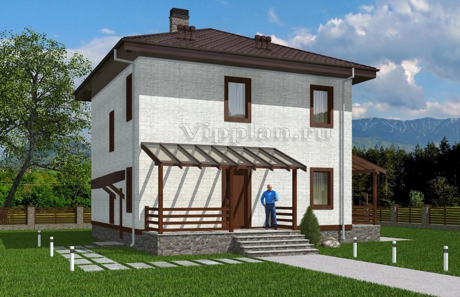 Проект двухэтажного жилого дома с террасами