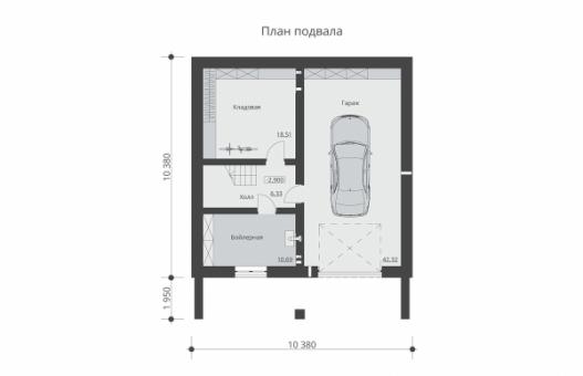 Одноэтажный дом с подвалом, гаражом и мансардой